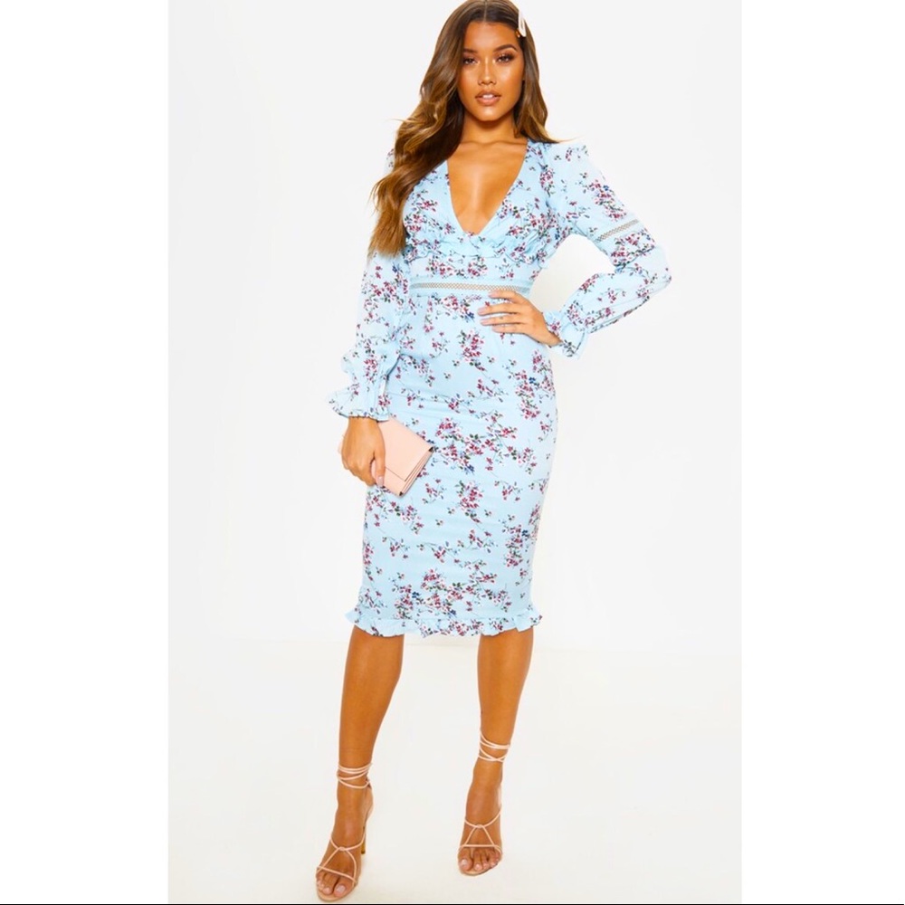 New Floral Plunge Bodycon Dress